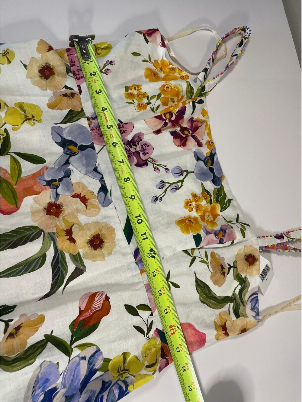 FARM Rio Greek Garden Tiered Linen Blend Maxi Dress White Floral XL NWT - Picture 6 of 8